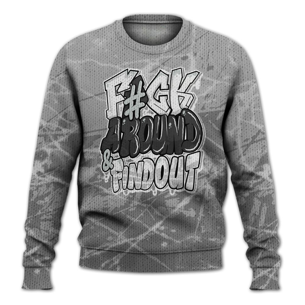 Knitted Sweater To Match Black Wolf Grey 12s - F Around Find Out Graphic Profound