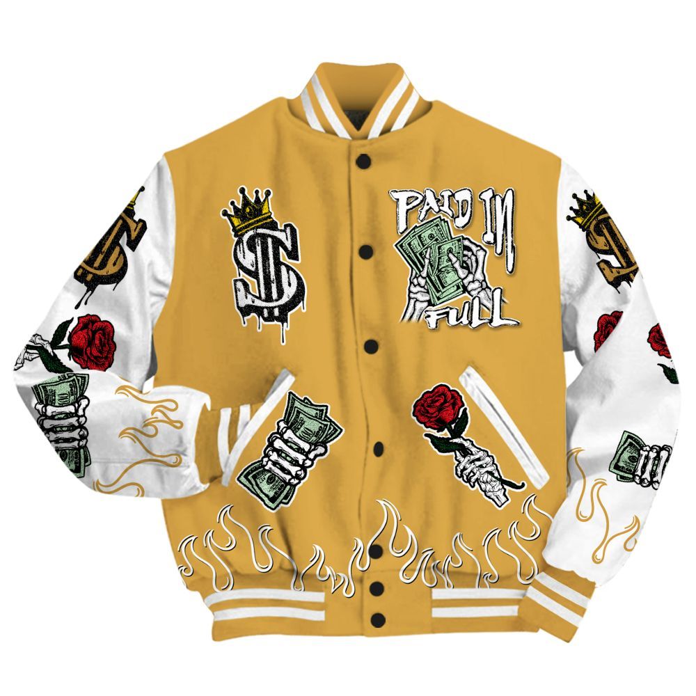 Varsity Jacket To Match Low OG Rookie Of The Year 1s - Fire Everybody Paid In All Over Print