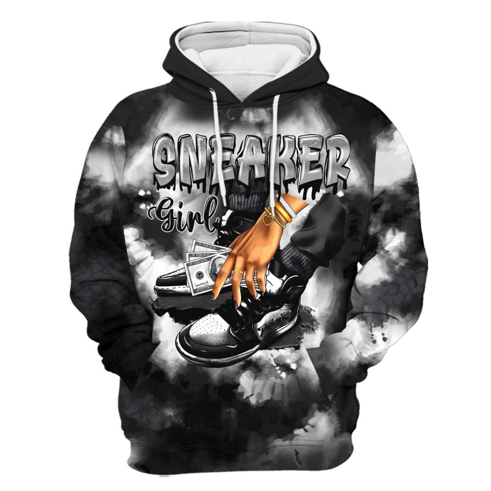 Hoodie To Match Black Cat 3s - SNEAKER Girl Money Drip Tie Dye All Over Print
