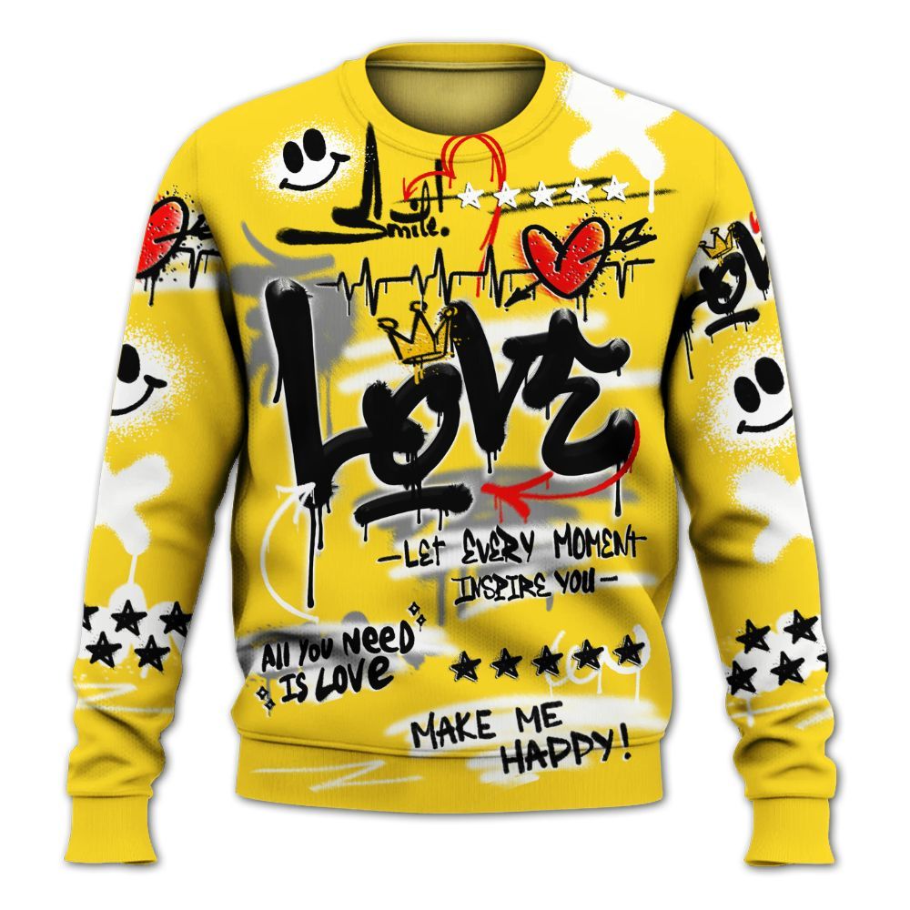 Sweatshirt To Match Retro Thunder 4s - Happy Love Beats Graffiti Streetwear All Over Print
