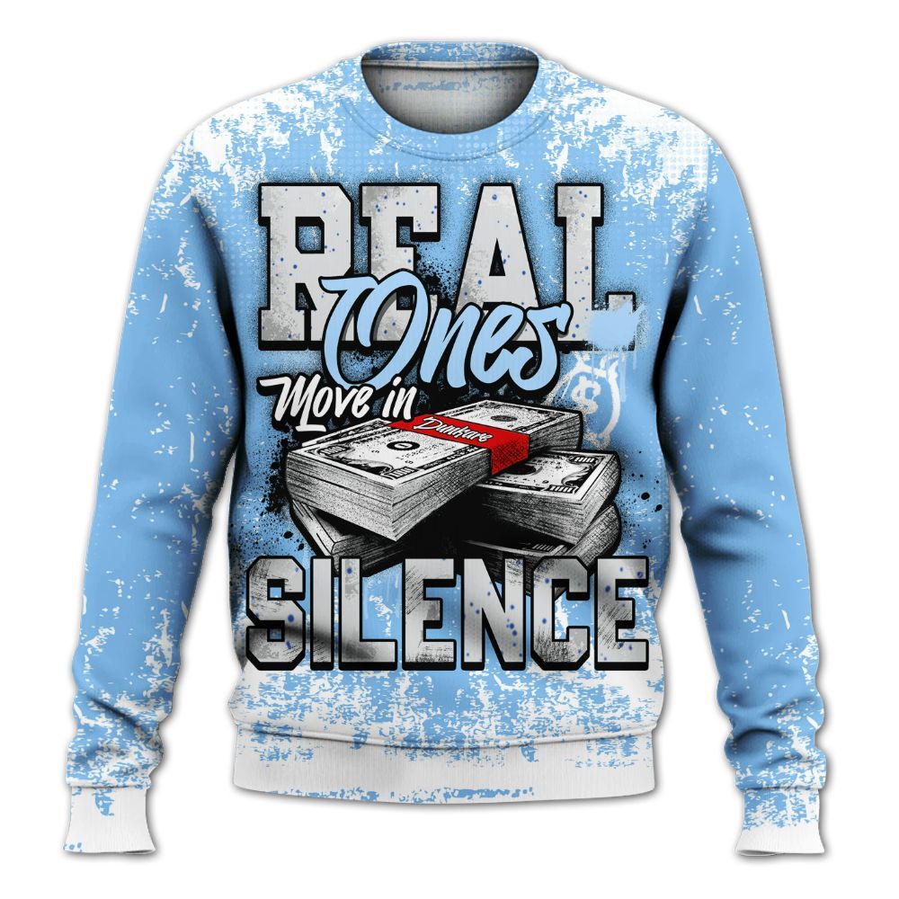 Sweatshirt To Match University Blue 5s - Move In Silence Money Street Retro All Over Print