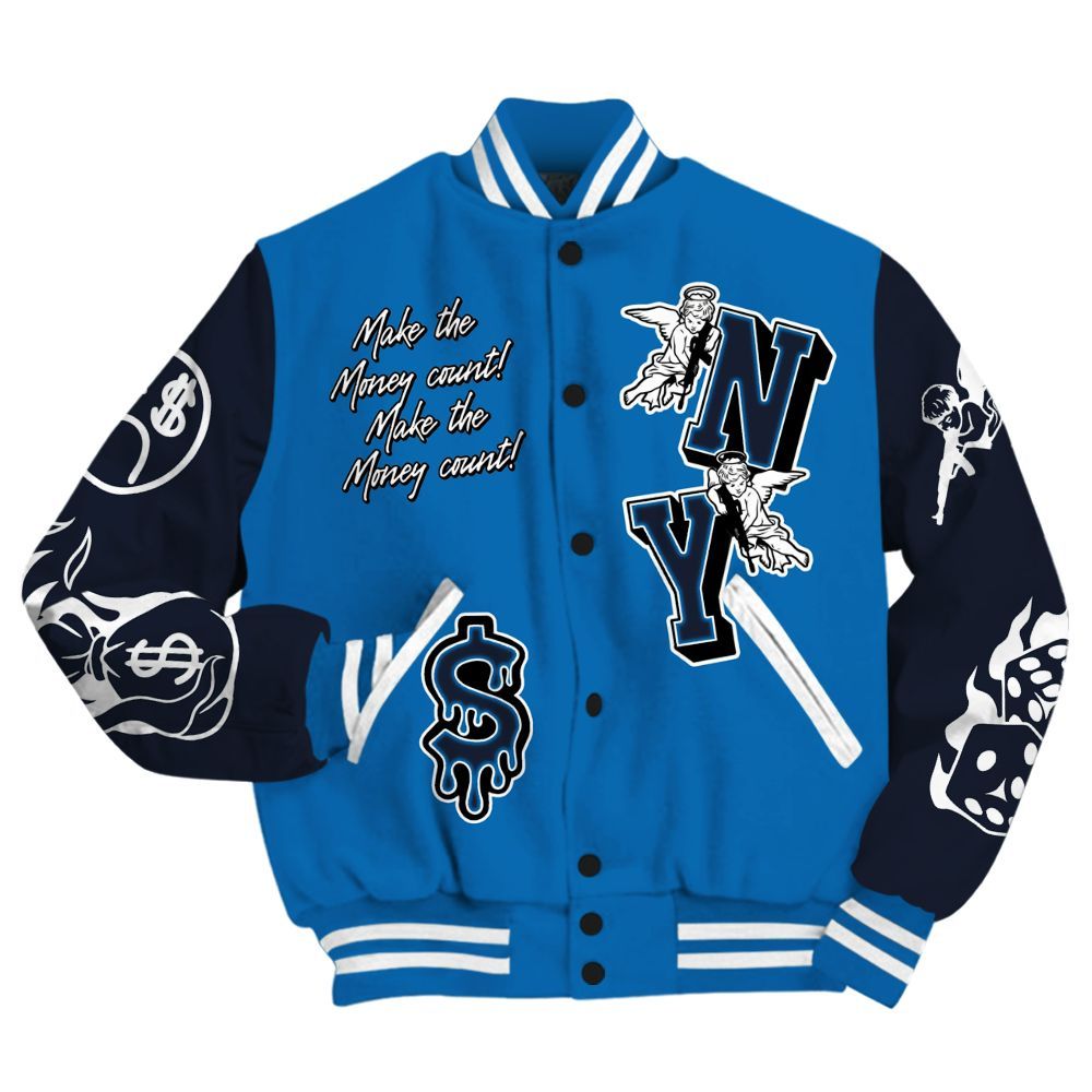Varsity Jacket To Match 95 Big Bubble Slate - Paid In Full Money Graphic Varsity Jacket All Over Print