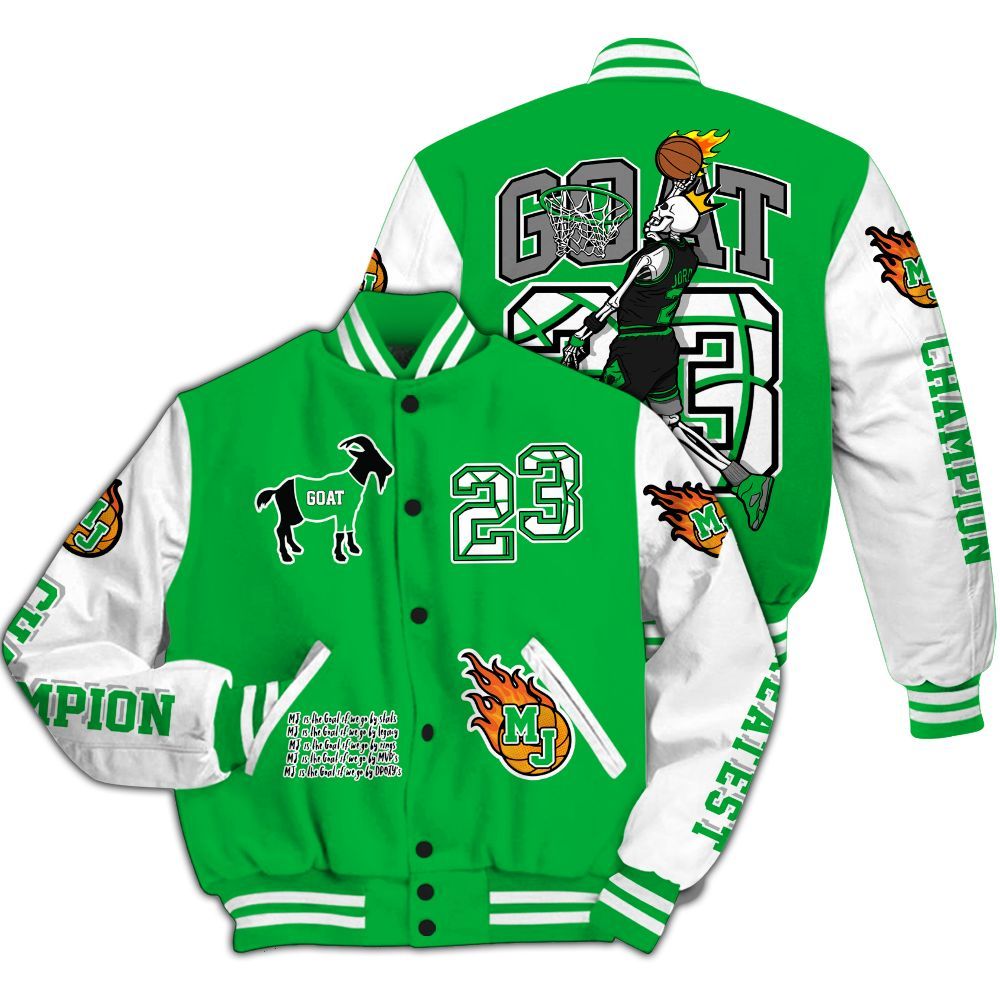 Varsity Jacket To Match Lucky Green 5s - 23 G.0.A.T Jump Up Basketball All Over Print