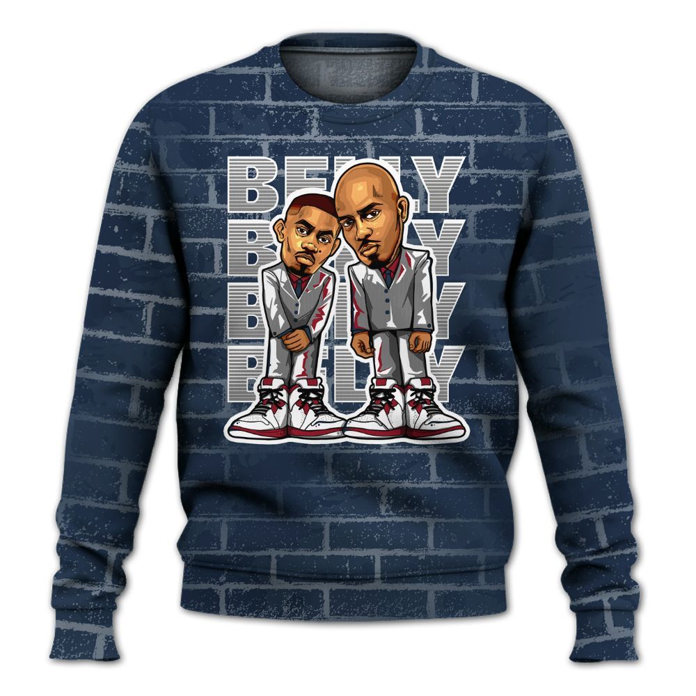 Sweatshirt To Match White Midnight Navy 6s - Belly Sneakers Graphic Halloween All Over Print