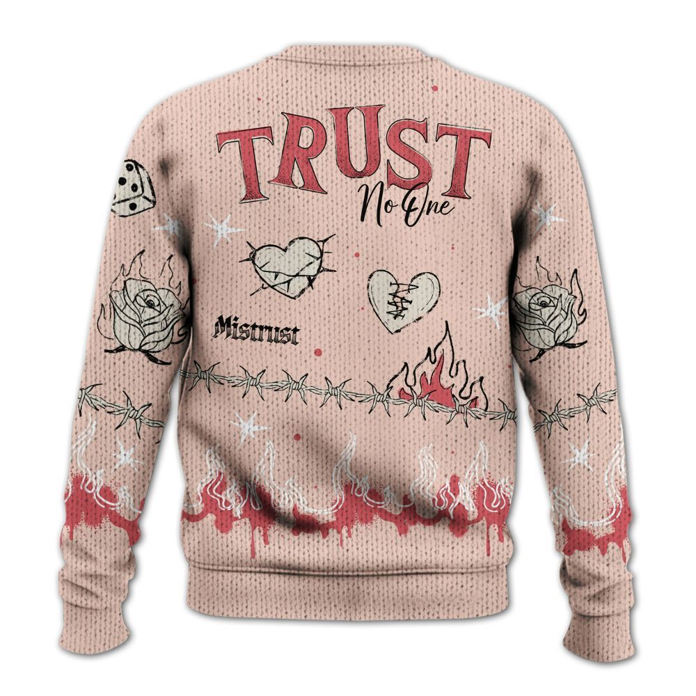 Sweater To Match Washed Coral 2s Shirt, Trust No One Snake-Bite Doodle Crayon Graphic