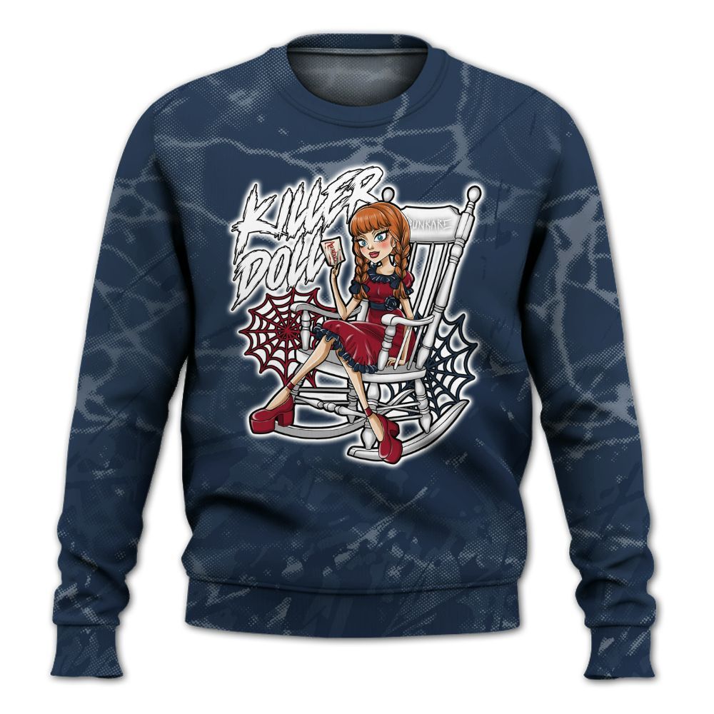 Sweatshirt To Match White Midnight Navy 6s - Killer Doll-A Halloween Profound All Over Print