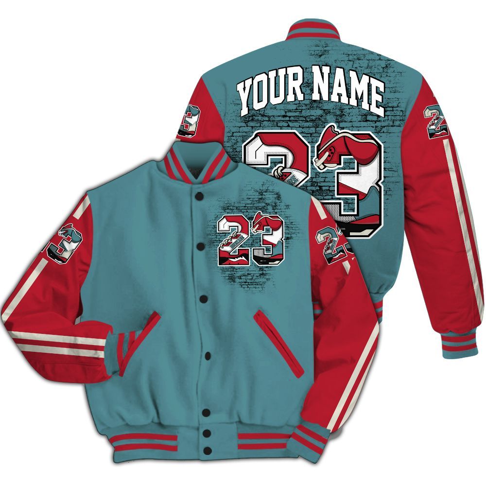 Varsity Jacket To Match Dunk Low Denim Turquoise Royal - Custom Name Number 23 5s All Over Print