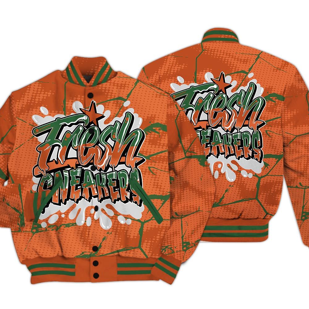 Varsity Jacket To Match Low Miami 5s - Fresh Shoe White Graphic Crack Varsity Jacket Unisex