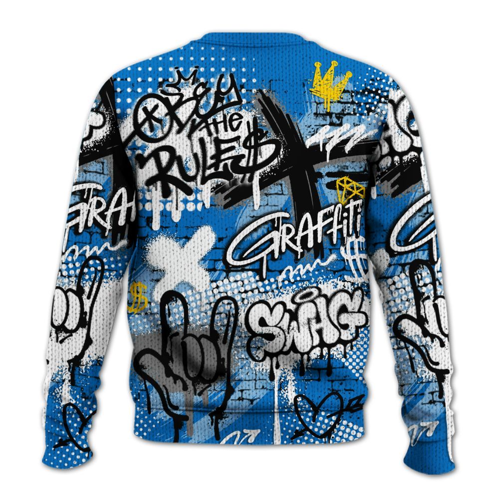 Knitted Sweater To Match Low Game Royal 1s - True It Real Graffiti Streetwear