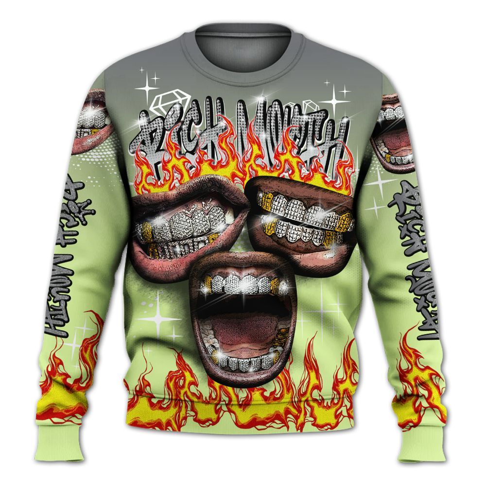 Sweatshirt To Match Smoke Grey Volt TR 1s - Rich Mouth Fire Rap Retro 90s All Over Print