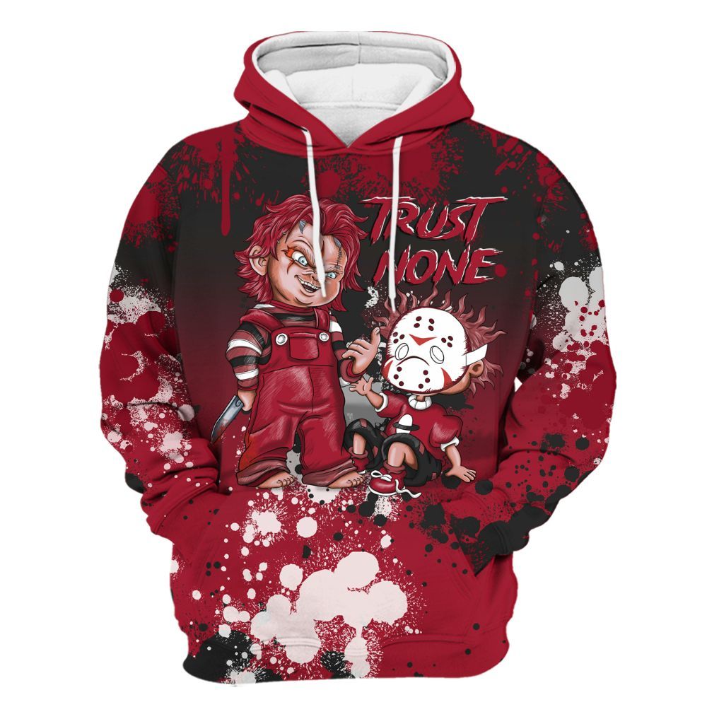 Hoodie To Match High OG Black Toe Reimagined 1s - Trust No One Scary All Over Print