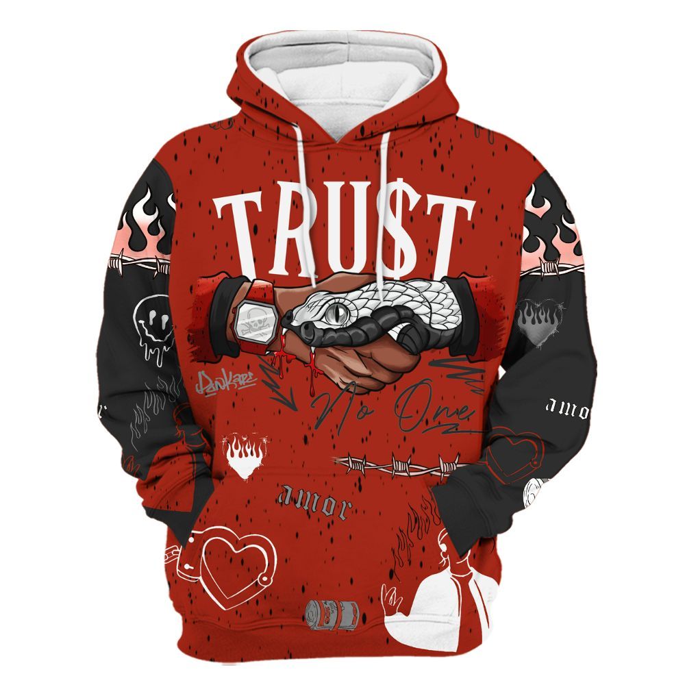 Hoodie To Match Red Cement 4s - Snake Trust No One All Over Print