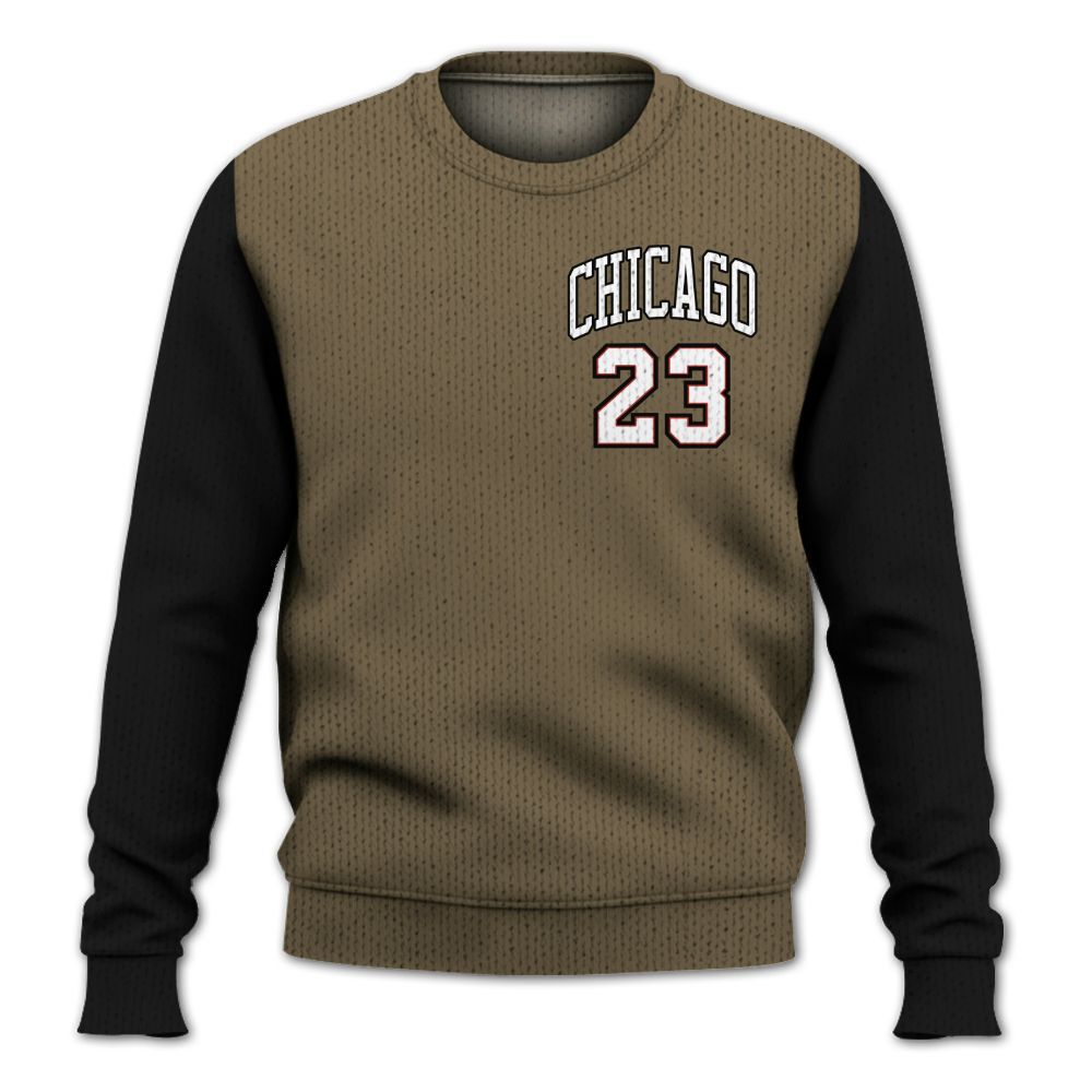 Knitted Sweater To Match Olive 9s, Custom Name Chicago 23