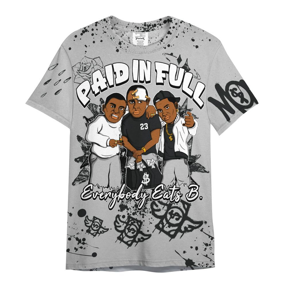 Shirt To Match Low 85 Metallic Black 1s - Everybody Paid In Full Crayon All Over Print