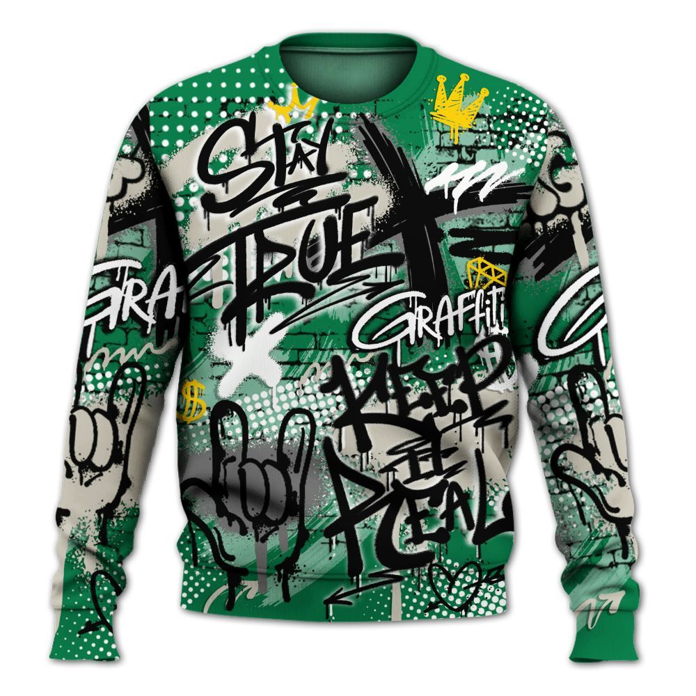 Sweatshirt To Match Lucky Green 2s - True It Real Graffiti Streetwear All Over Print