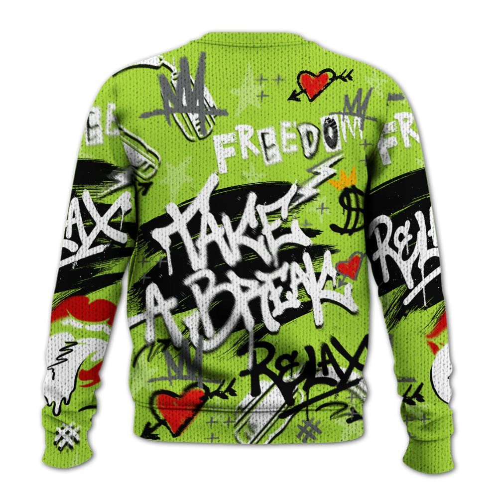 Knitted Sweater To Match Air Max 95 Neon - Take Break Freedom Graffiti Streetwear