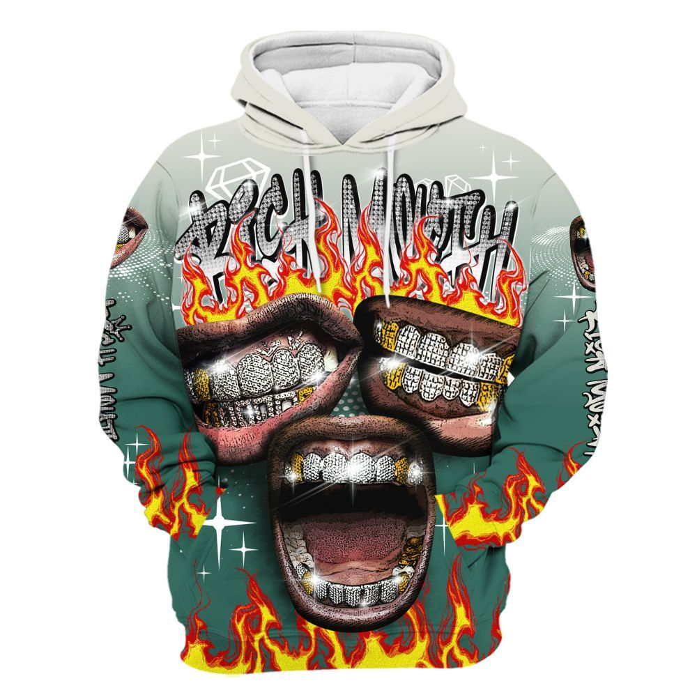 Hoodie To Match RM Oxidized Green 4s - Rich Mouth Fire Rap Retro 90s All Over Print