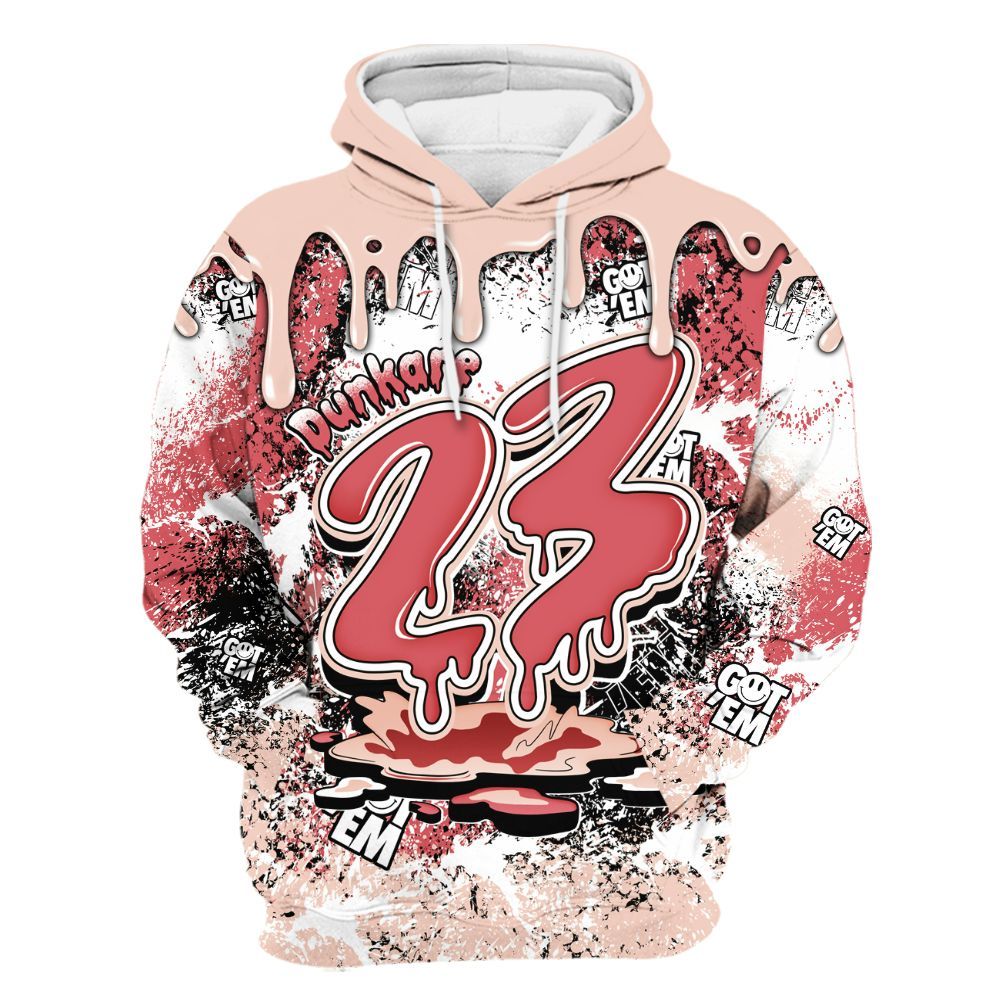 Hoodie To Match Washed Coral 2s Shirt, Dripping 23 Drip All Over Print