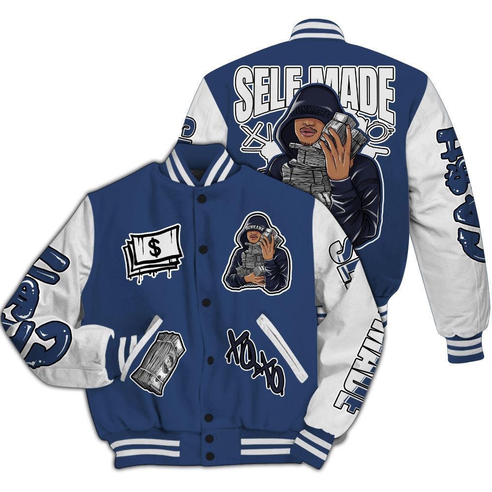 Varsity Jacket To Match Low 85 Metallic Blue 1s - Selfmade Unique All Over Print