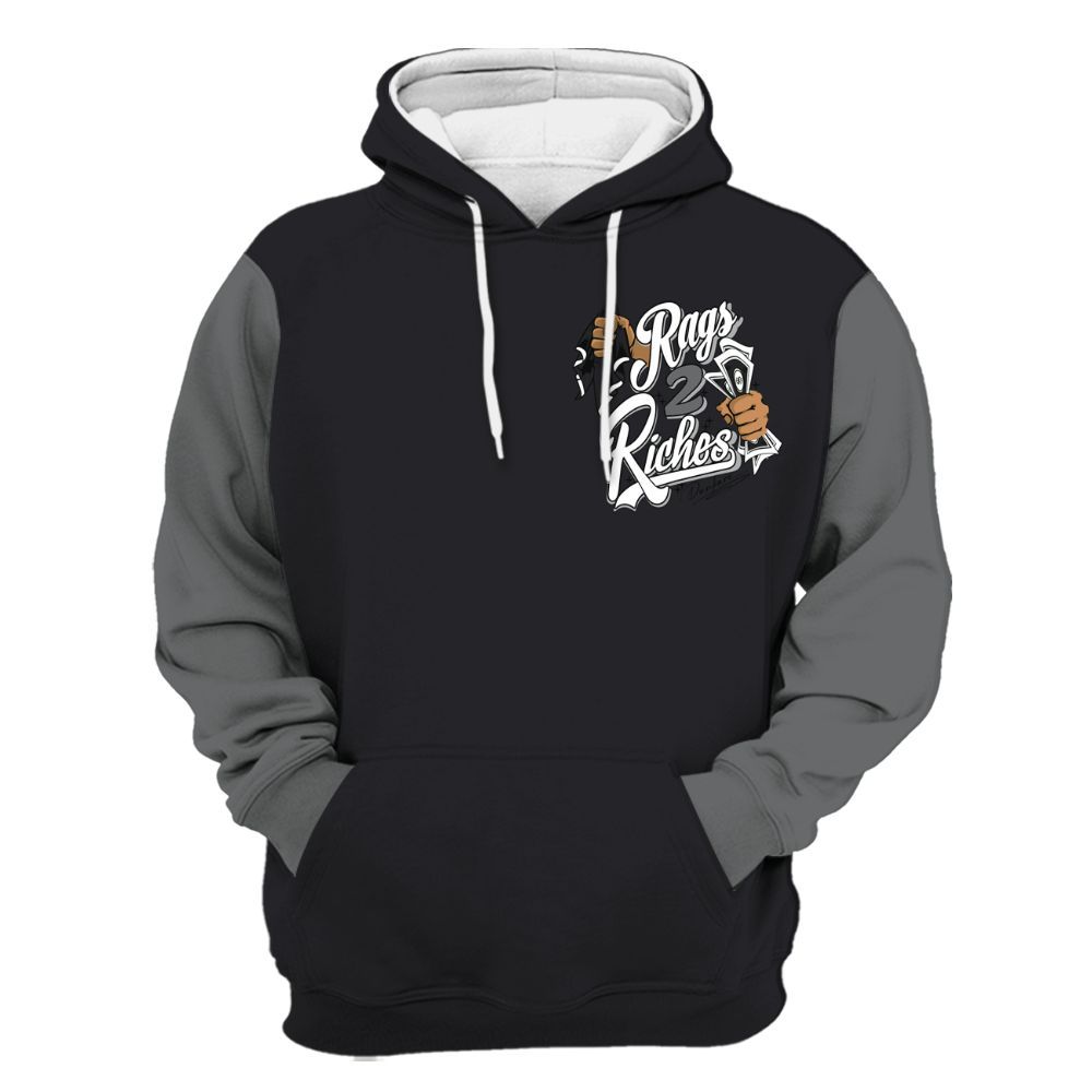 Hoodie To Match White Thunder 4s Varsity Jacket, Custom Name Rag 2 Riches All Over Print