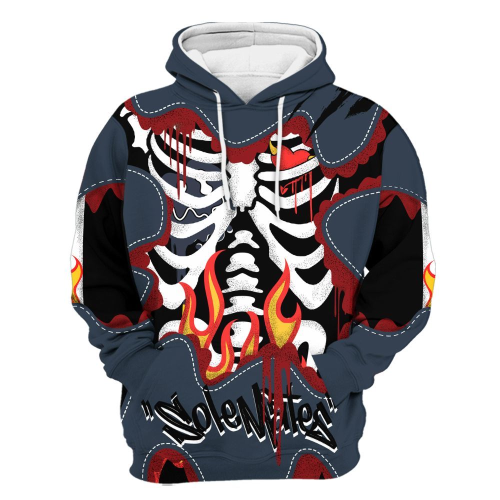 Hoodie To Match Retro Olympic 6s - Skeleton Burning Heart Drip All Over Print