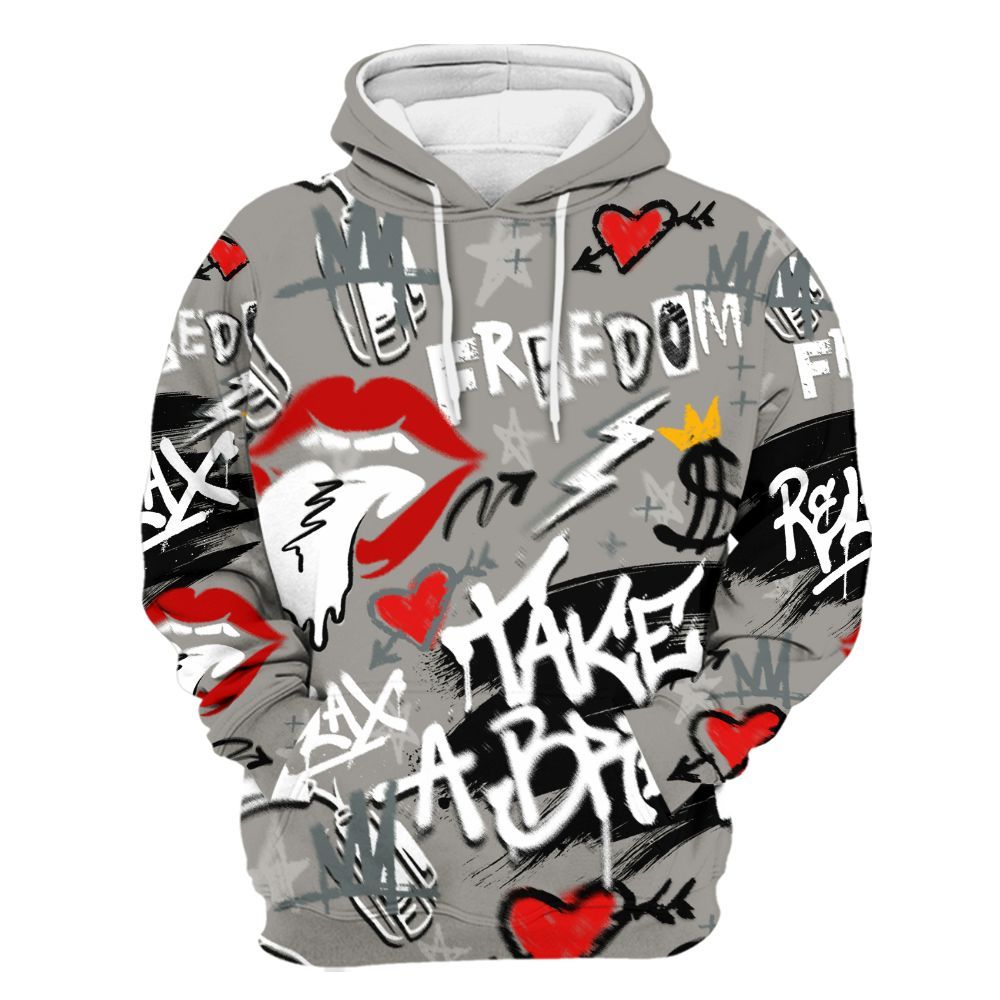Hoodie To Match Cool Grey 9s - Take Break Freedom Graffiti Streetwear All Over Print
