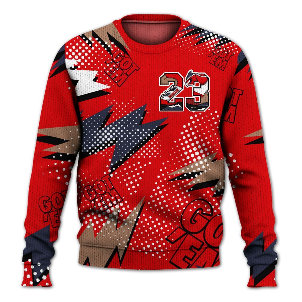 Knitted Sweater To Match Low OG Howard Bison 1s - Custom Name Number 23 5s