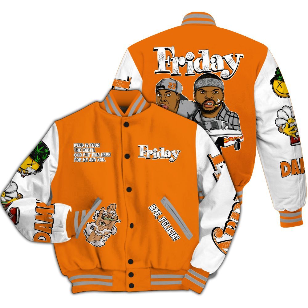 Varsity Jacket To Match Orange Citrus 3s - Friday Sneaker Stress Style All Over Print