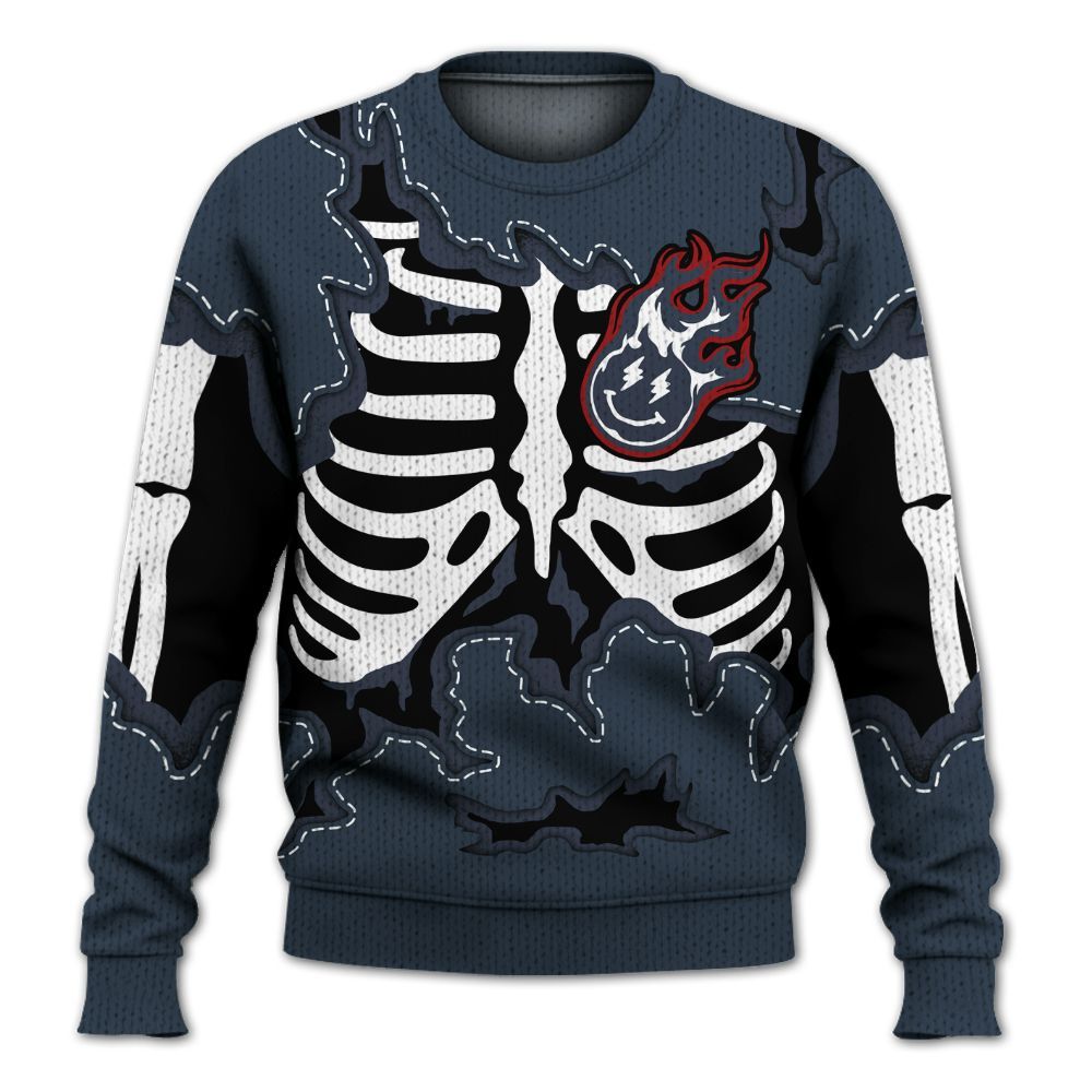 Knitted Sweater To Match Retro Olympic 6s - Skeleton Smiley Face