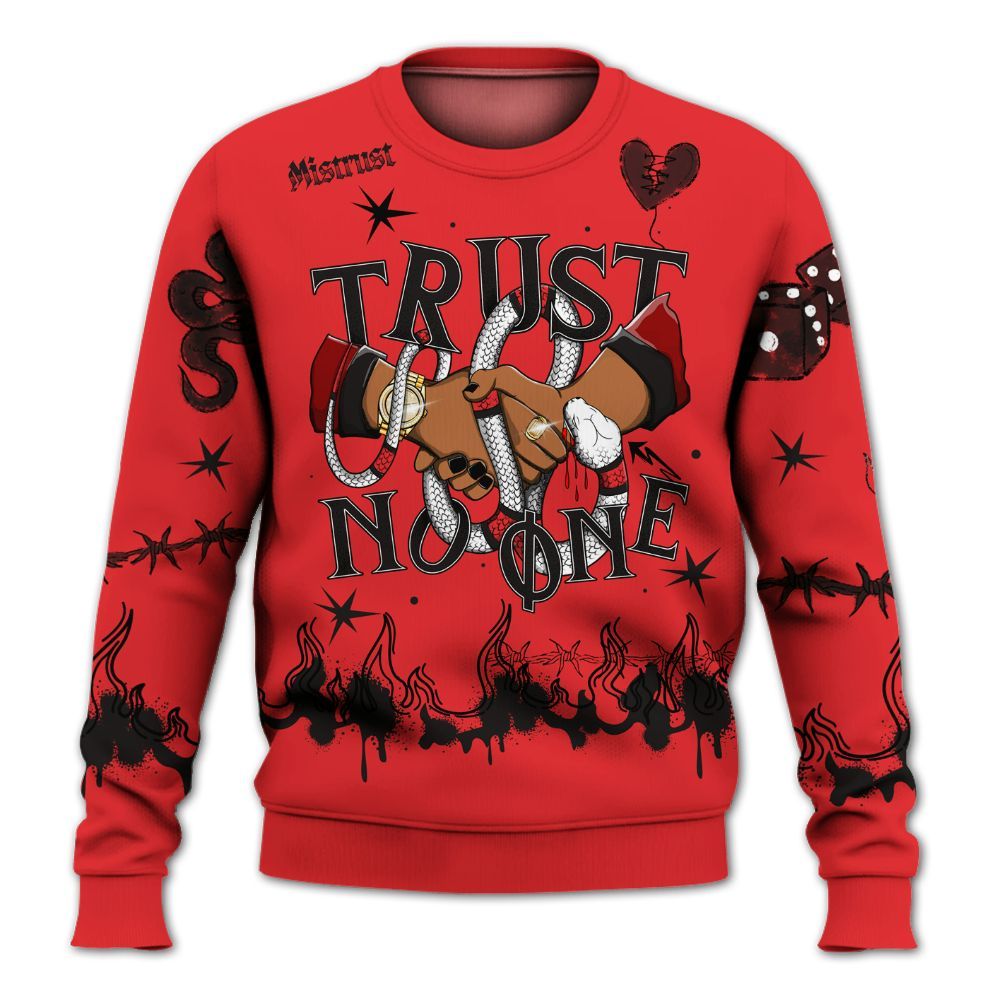 Sweatshirt To Match Chile Red 9s - Trust No One Snake-Bite Doodle Crayon All Over Print