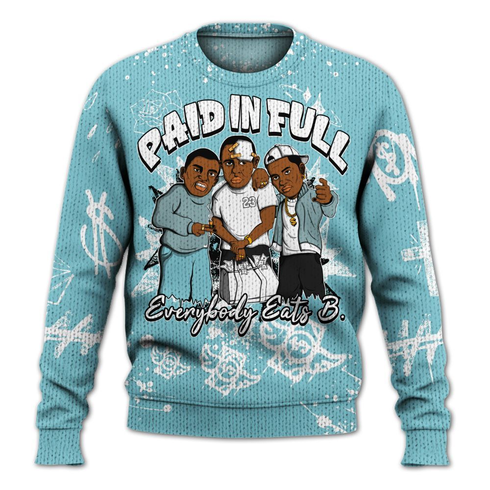 Knitted Sweater To Match Low Legend Blue 11s - Everybody Paid In Full Crayon