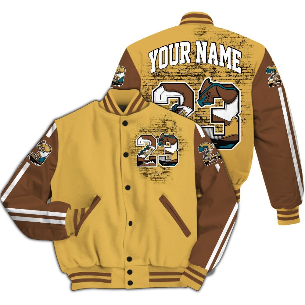 Varsity Jacket To Match Retro Cacao Wow 4s - Custom Name Number 23 5s All Over Print