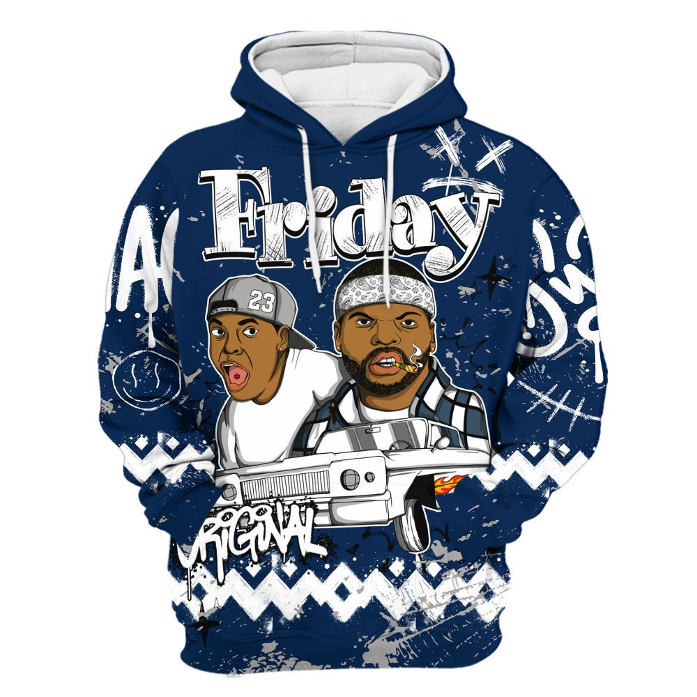 Hoodie To Match SB White Navy 4s - Friday Sneaker Crayon All Over Print