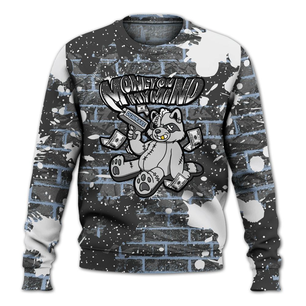 Sweatshirt To Match Reverse Black White 6s - Money On My Mind Raccoon Brick All Over Print