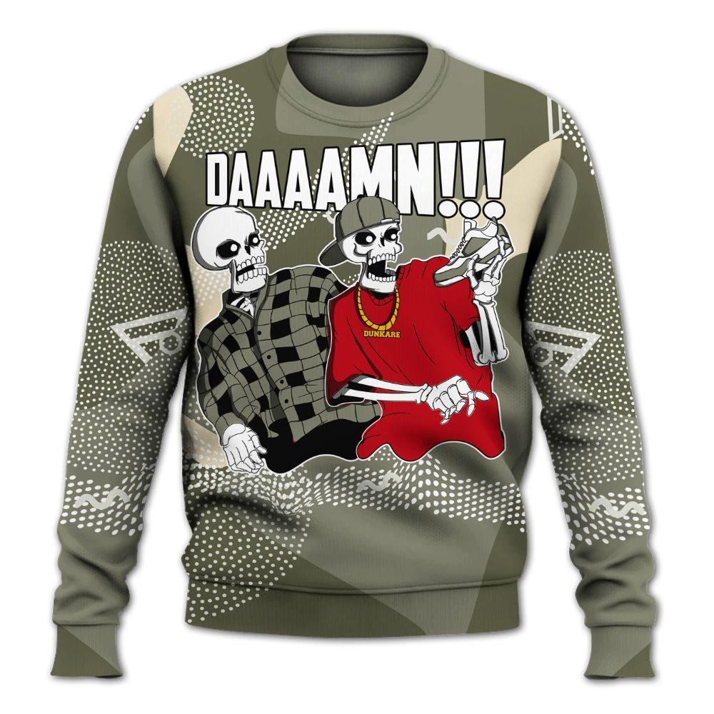 Sweatshirt To Match Low OG Medium Olive 1s - Graphic Meme Damnn All Over Print