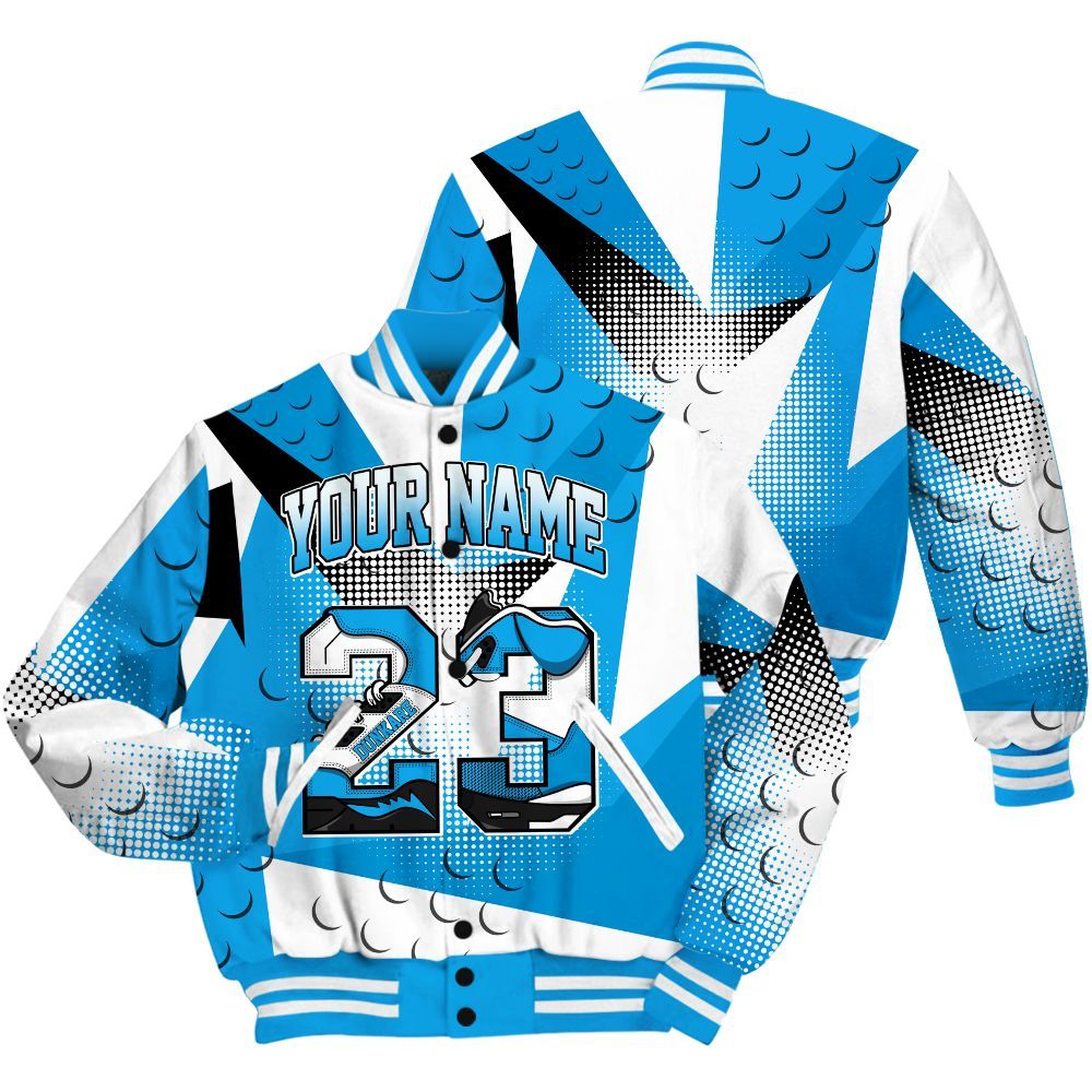 Varsity Jacket To Match Black University Blue 2022 13s Shirt, Poly Custom Name Number 23 5s All Over Print