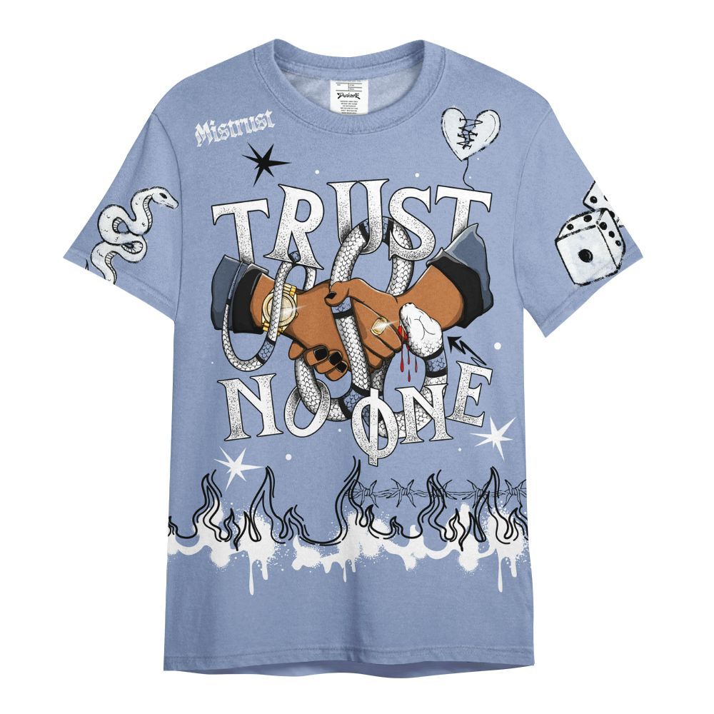 Shirt To Match Retro Blue Grey 13s - Trust No One Snake-Bite Doodle Crayon All Over Print