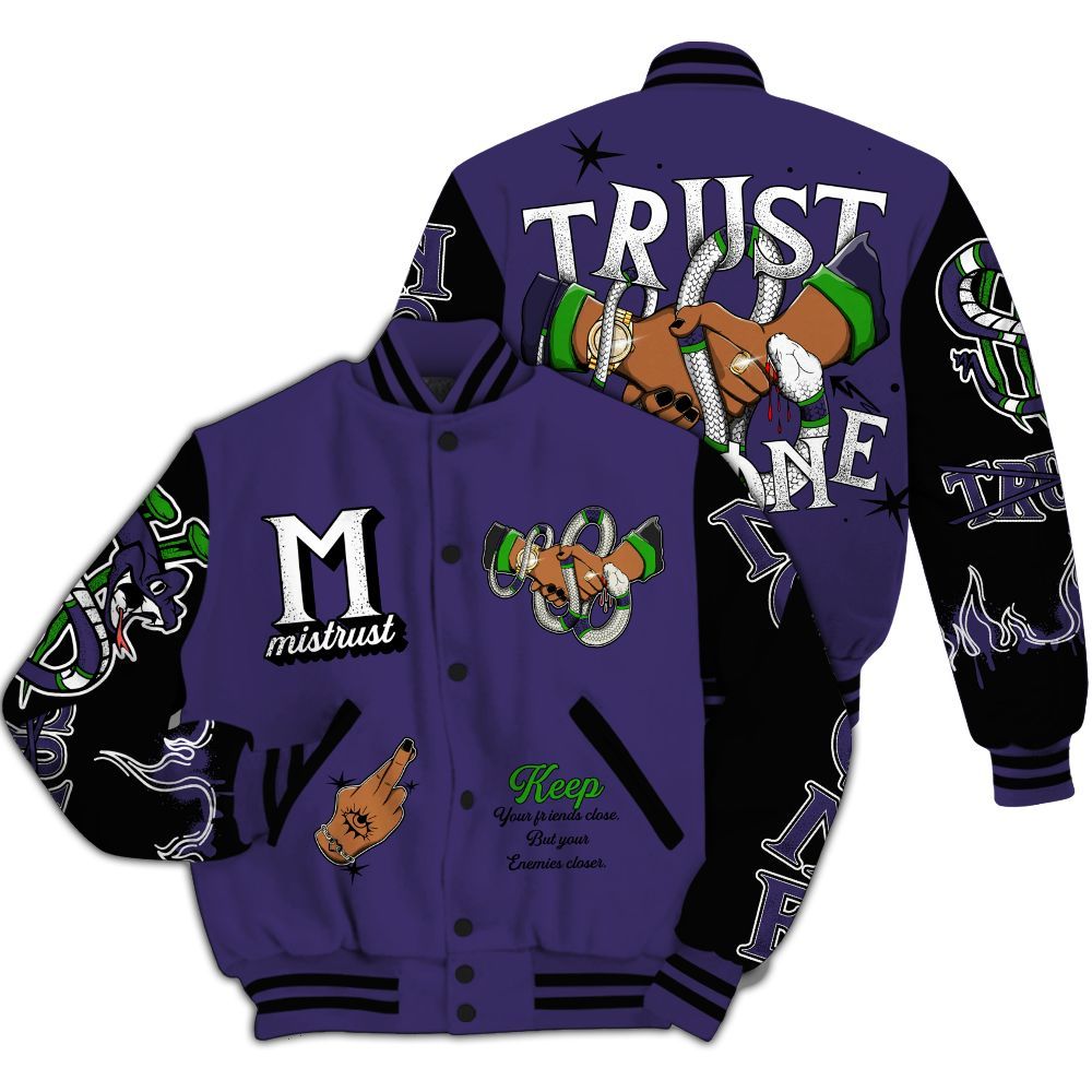Varsity Jacket To Match Retro Court Purple 13s - Trust No One Snake-Bite Street Style All Over Print
