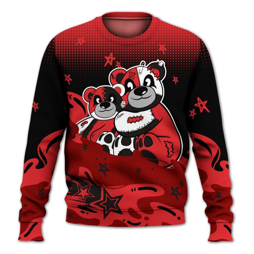 Sweatshirt To Match Chile Red 9s - Sincere Fondness Bear Stars All Over Print