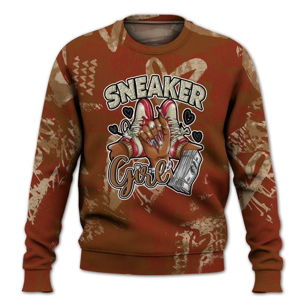 Sweatshirt To Match Archaeo Brown 5s - Sneakerz Girlz Heart Grunge All Over Print