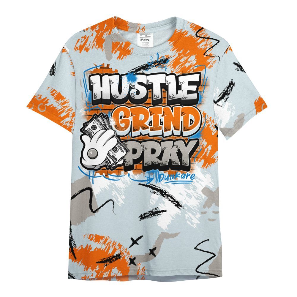 Shirt To Match Retro High OG Alaska 1s - Hustle Grind Pray Graphic Street Style All Over Print