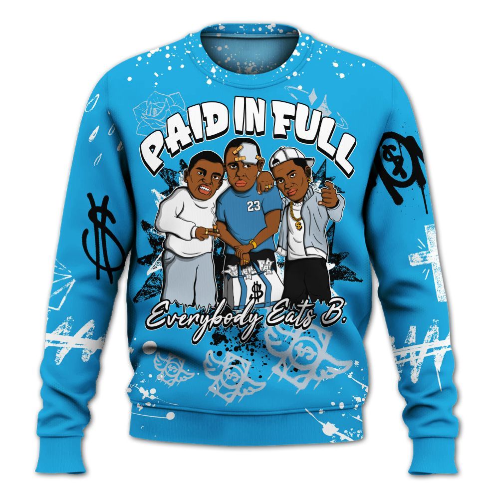 Sweatshirt To Match University Blue Low 2026 11s - Everybody Paid In Full Crayon All Over Print