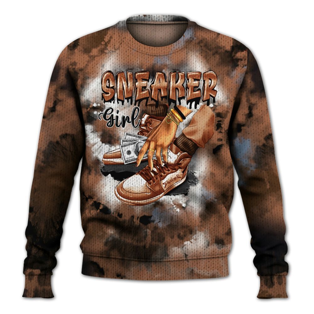 Knitted Sweater To Match Air Foamposite Metallic Copper - SNEAKER Girl Money Drip Tie Dye