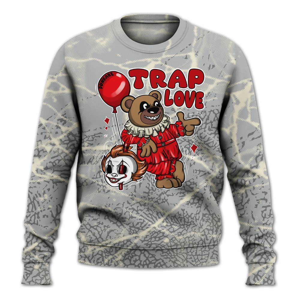 Sweatshirt To Match Cement Grey 3s - Trap Loves Bear Profound All Over Print