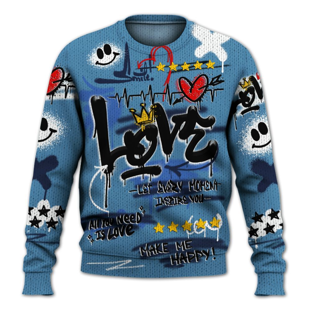 Knitted Sweater To Match Air Force 1 Stash - Happy Love Beats Graffiti Streetwear