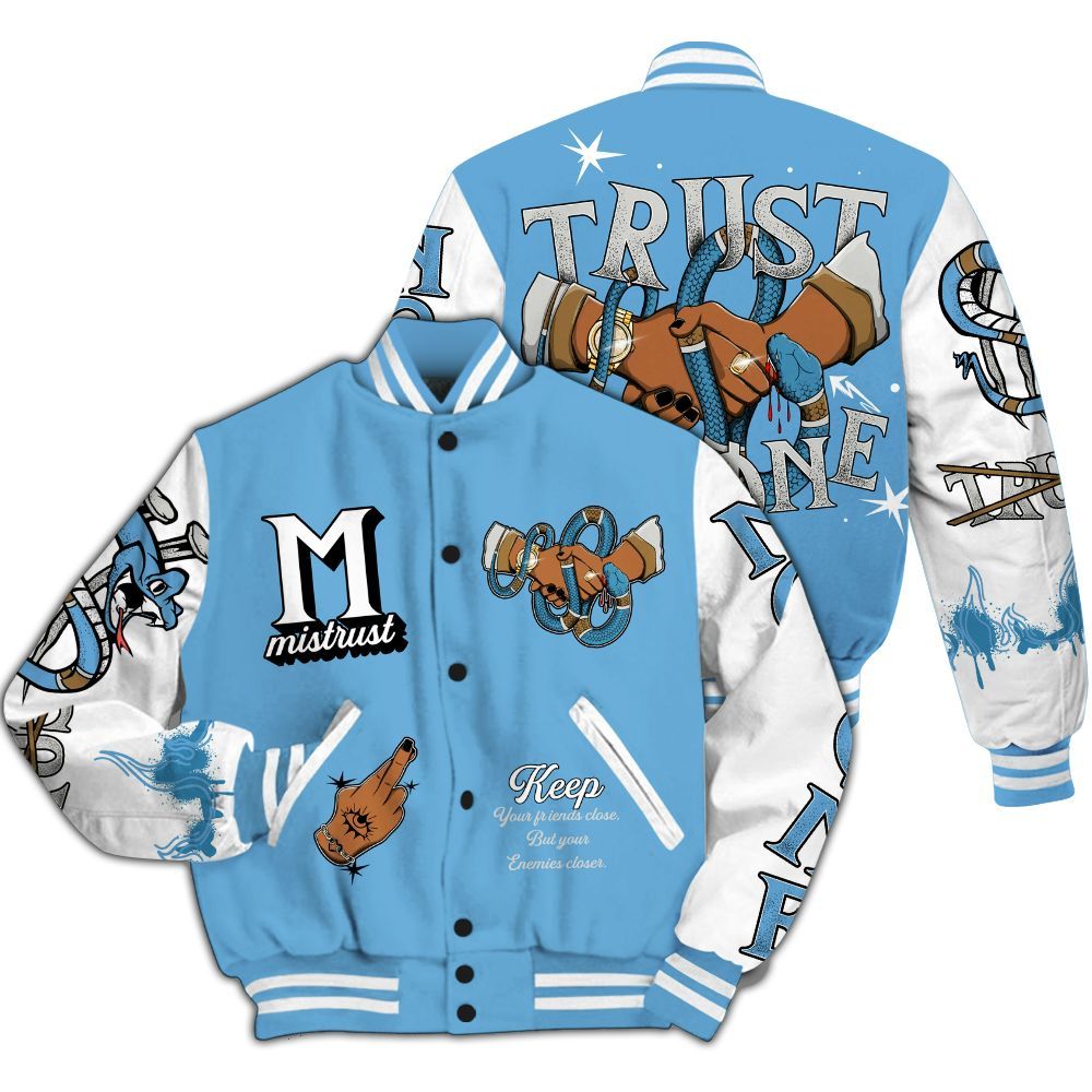 Varsity Jacket To Match SB Dunk Low University Blue Shirt, Trust No One Snake-Bite Street Style All Over Print