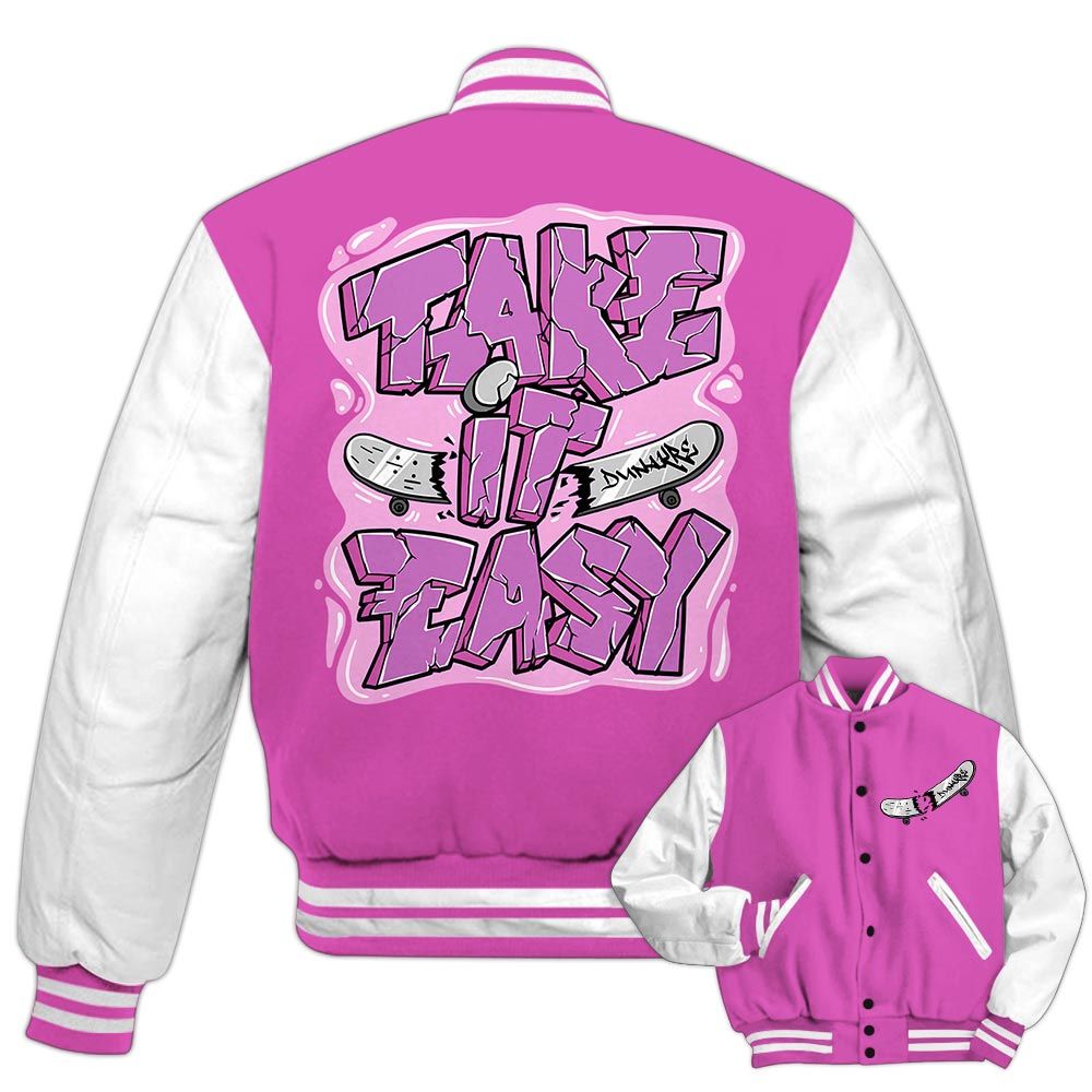 Varsity Jacket To Match Hyper Violet 4s - Take It Easy Graffiti Varsity Jacket Unisex