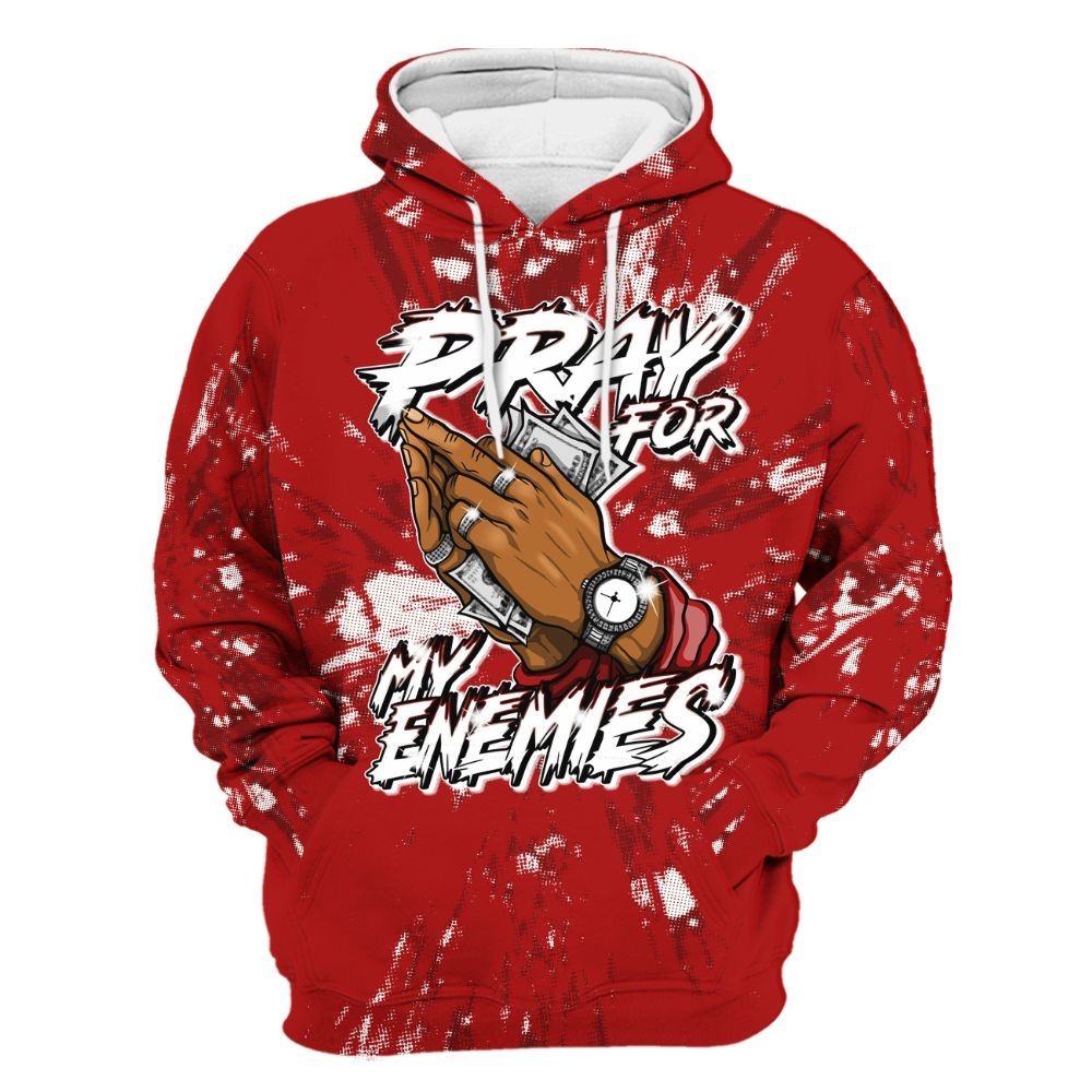 Hoodie To Match Red Taxi 12s - Prayed For Enemies Graphic Luxury All Over Print