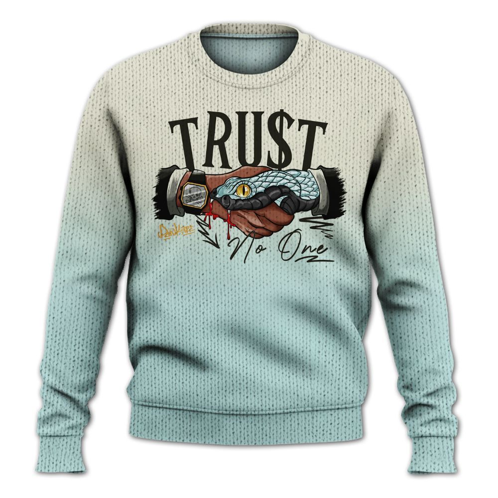 Knitted Sweater To Match Pure Platinum 4s - Trust No One Drip Graphic