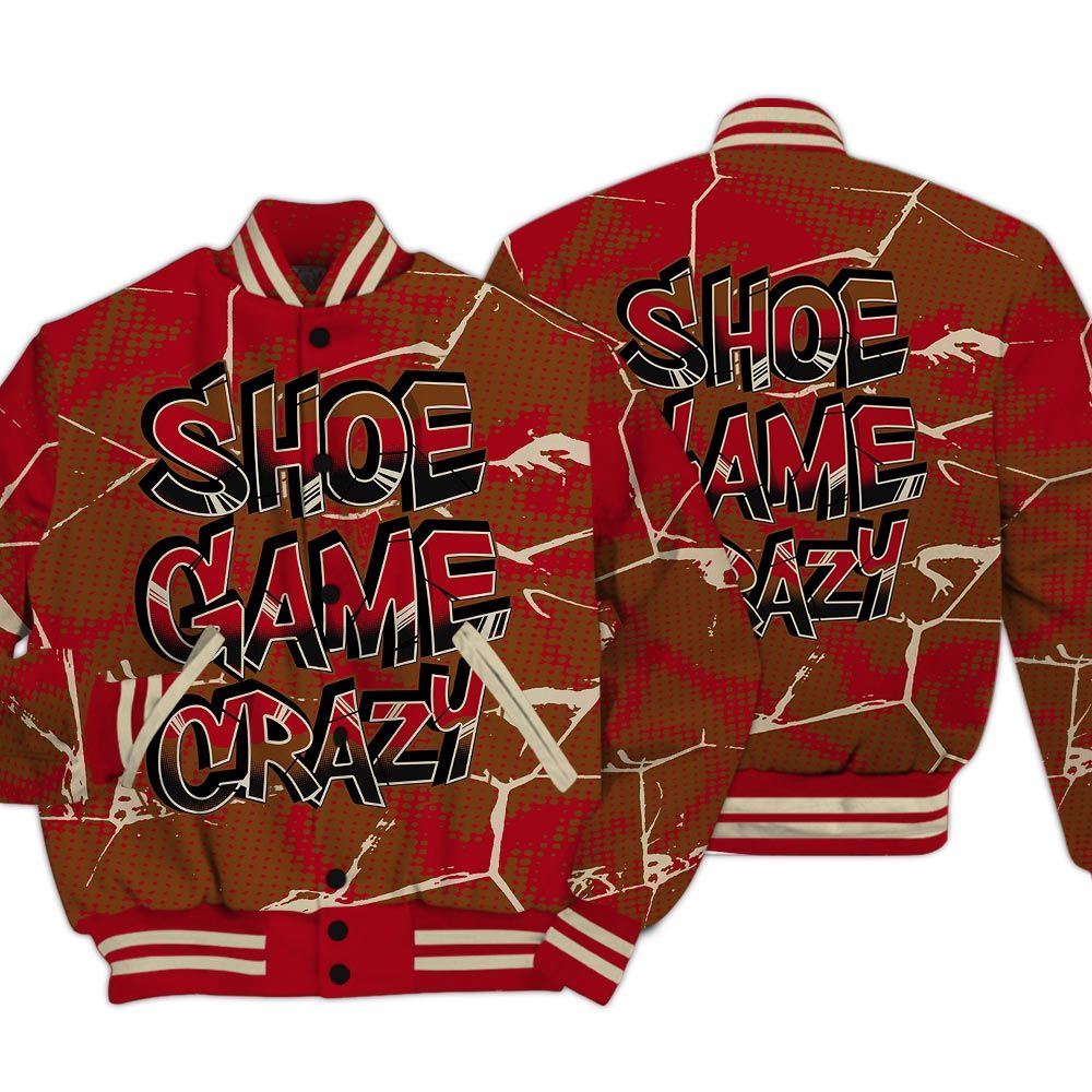 Varsity Jacket To Match Archaeo Brown 5s - Shoe Game Crazy White Graphic Crack Varsity Jacket Unisex